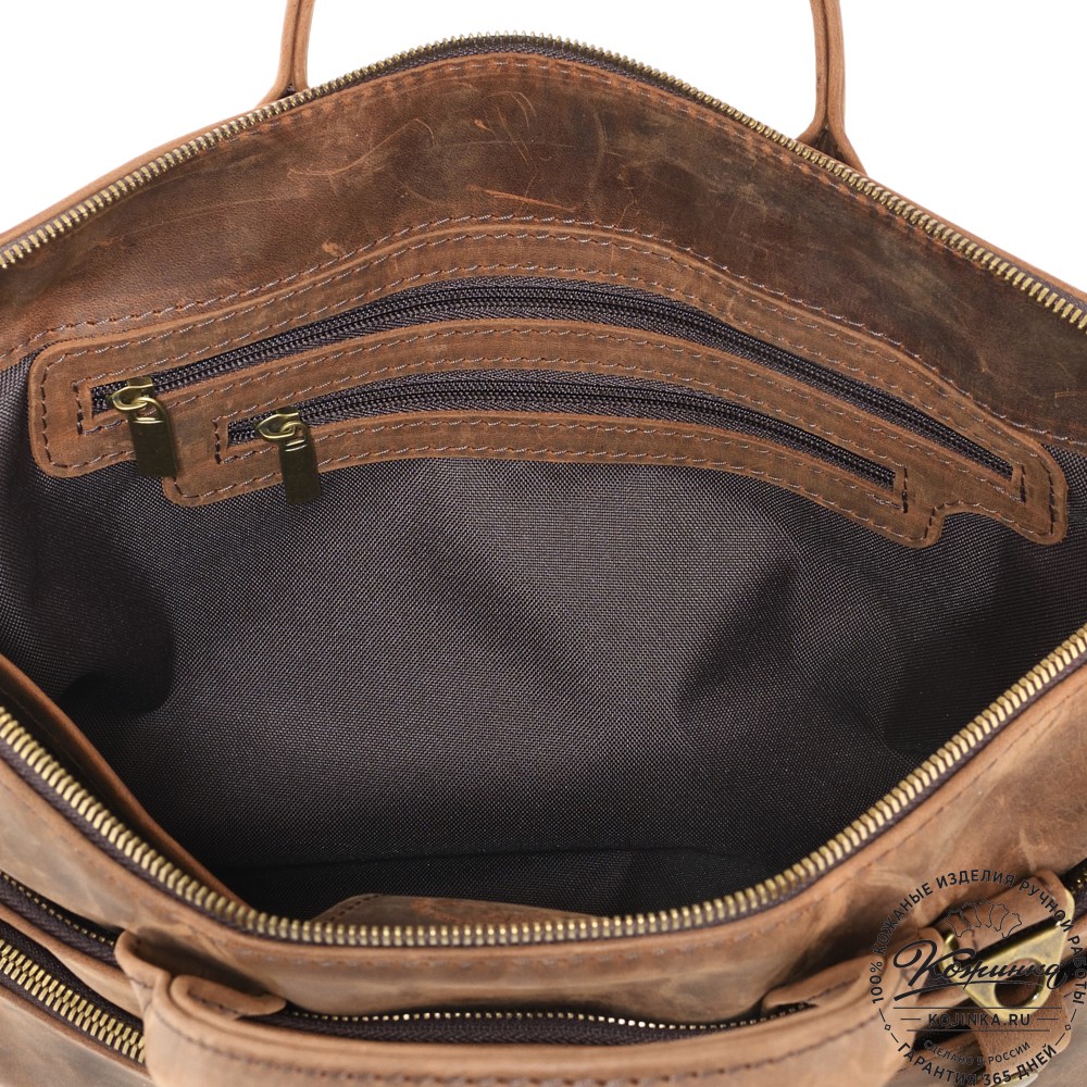  Кожаная деловая сумка "Гранд" (темно-коричневая крейзи)